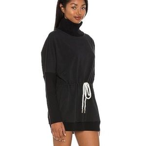 Varley Adelaine Sweatshirt Pullover Drawstring High Neck Black XS Oversized